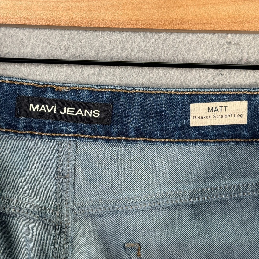 Mavi Matt Jeans Mens 35x32 Blue Lightwash Relaxed Straight Leg Denim Comfort - Picture 11 of 16